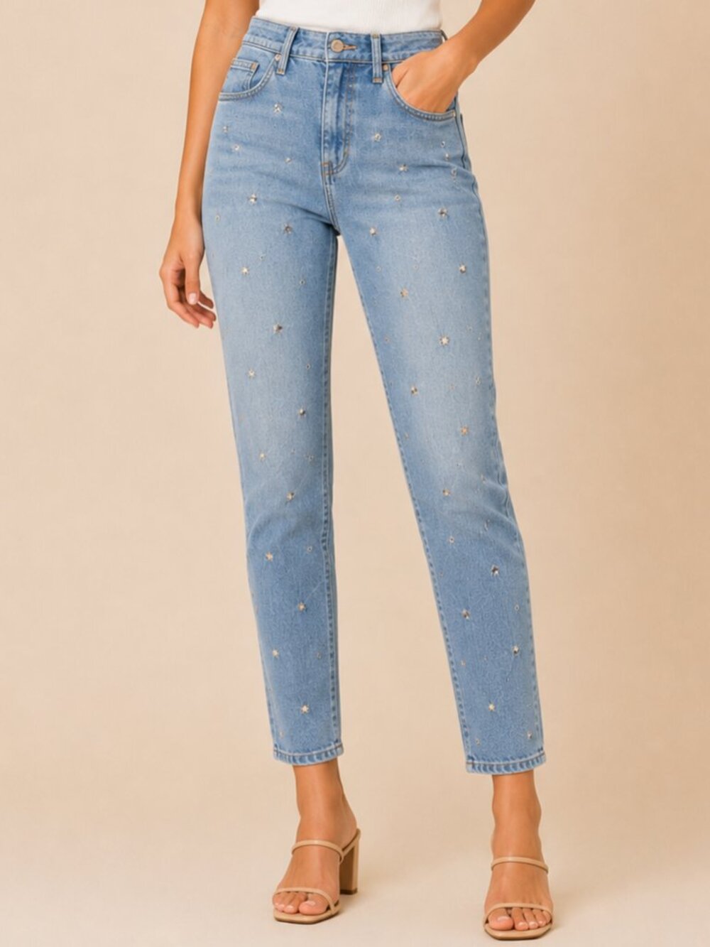 A415 • Star Stud High Rise Ankle Skinny Jeans